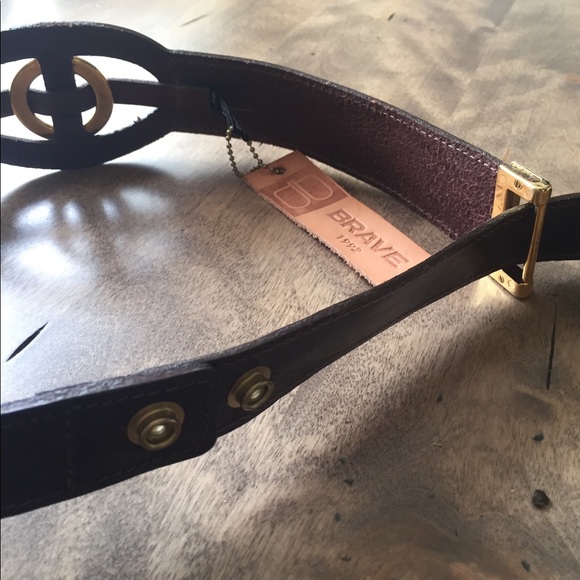 Belt Brave genuine brown & gold 32 - Picture 3 of 8
